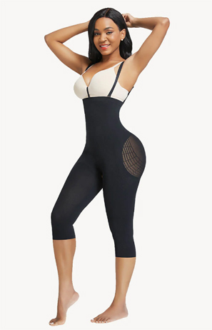 powerconceal knee length body shaper capri workout waist trainer compression suit waist trainer impatientdieter weight loss liquid diet before after youtuber youtube easywayshow